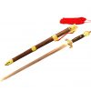 SPADA KUNG FU LONG QUAN ACCIAIO EXTRA LAMA RIGIDA + FODERO LEGNO SCURO FINITURE DORATE PRIMA SCELTA
