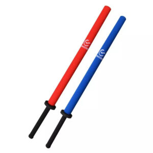 COPPIA DI BASTONI CHANBARA IN GOMMA PER COMBATTIMENTO ROSSO & BLU